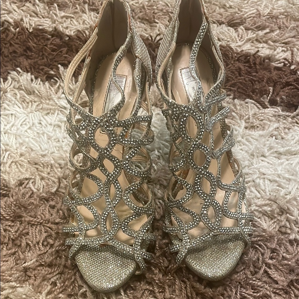 INC International Concepts Glittering Silver Heels